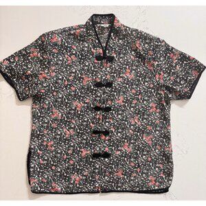 Vintage Rare 70s Sun Hung Top Women XL Frog Closure Asian Polynesian Hawaiian